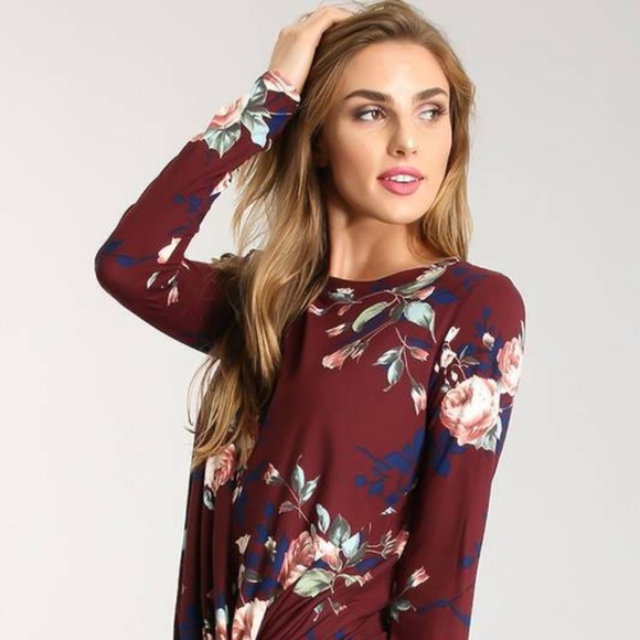 viamor Tops New Floral Long Sleeve Twist Front Blouse Poshmark